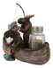 7"L Rustic Forest 2 Moose Elks Fishing With Net And Rod Salt Pepper Shakers Set