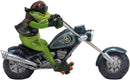 8.5"L Born To Ride Biker Frog Smoking Cigar On Blue Chopper Motorcycle Statue