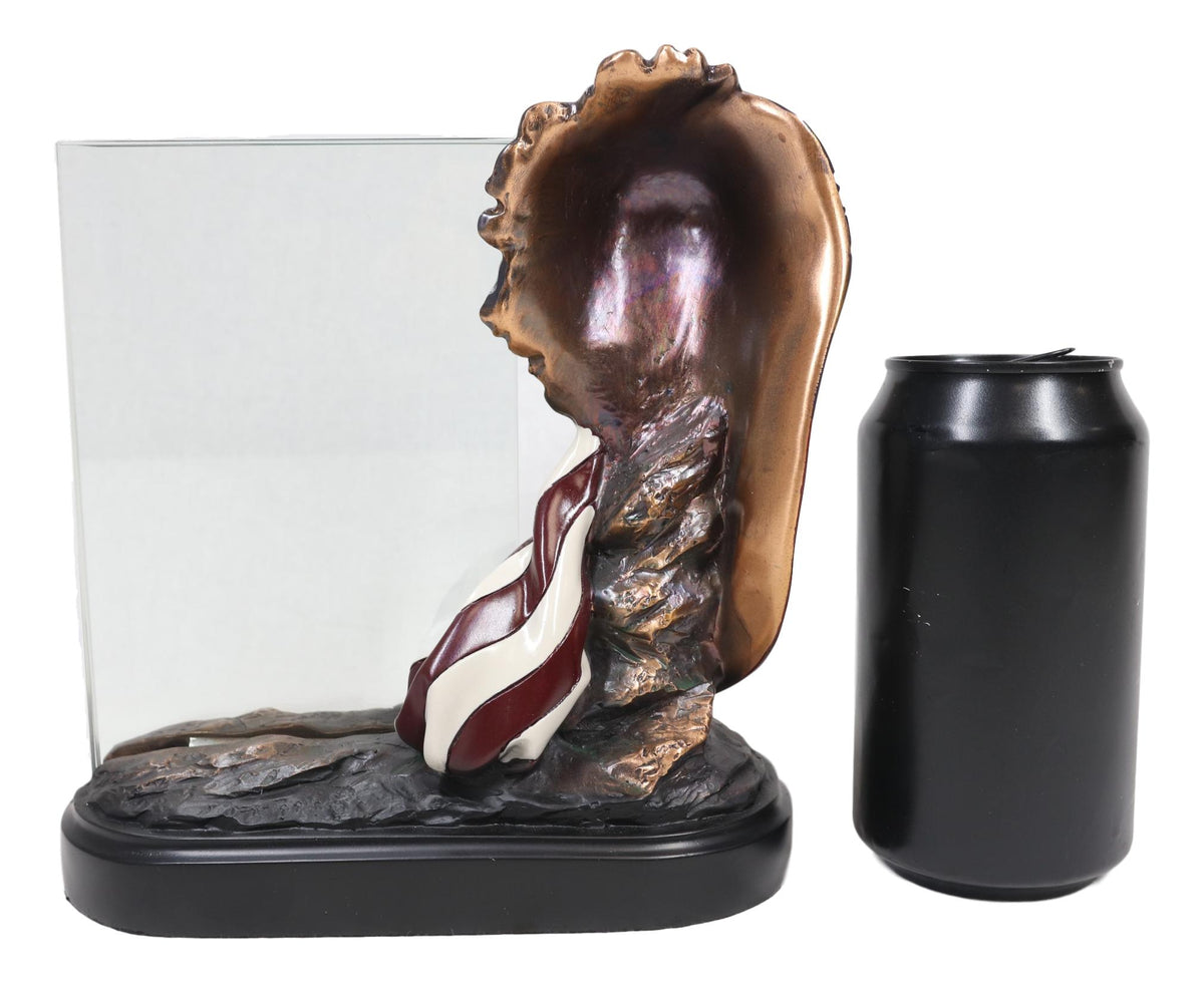 Ebros Patriotic Bald Eagle Bust & American Flag Statue W/ Glass 4X6 Picture Frame - Ebros Gift
