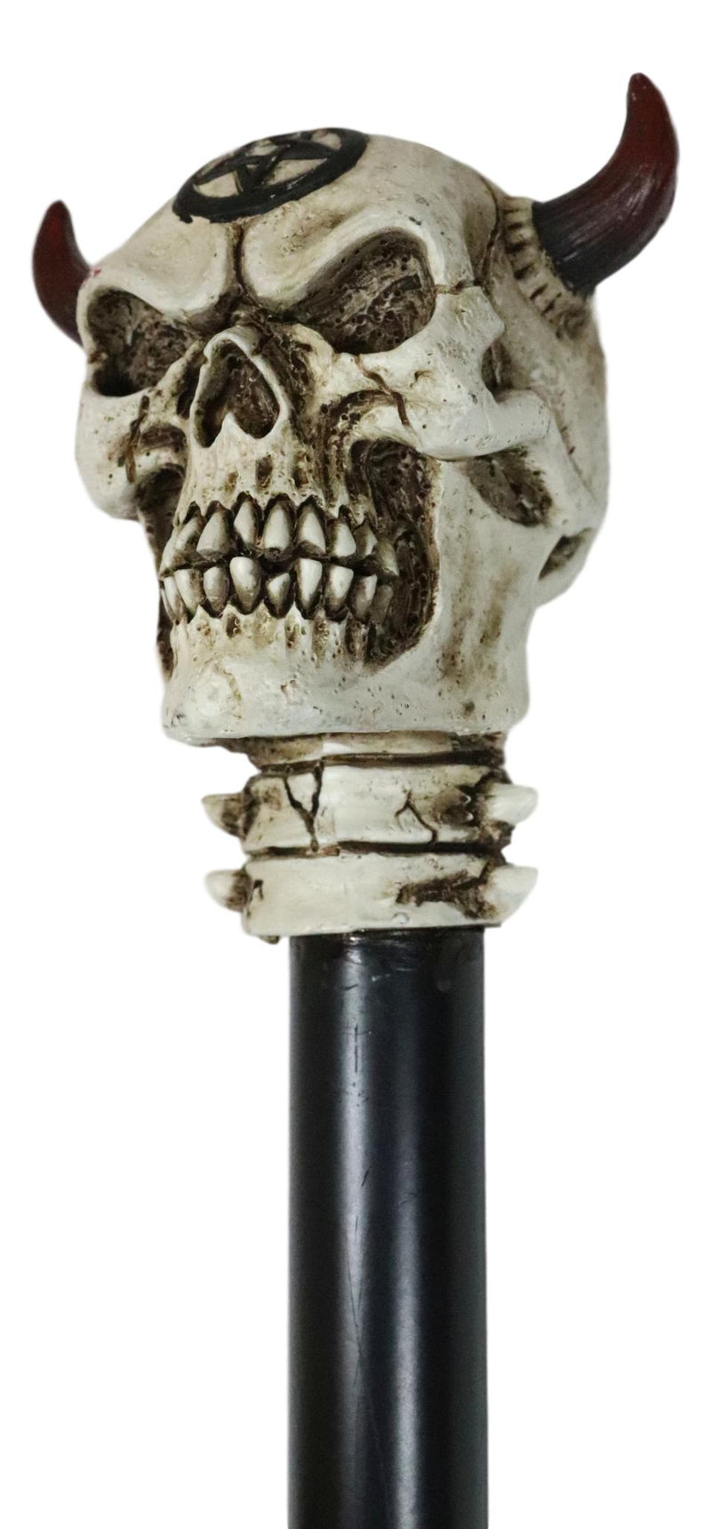 Demon Horned Pentagram Skull Decorative Prop Walking Swagger Cane