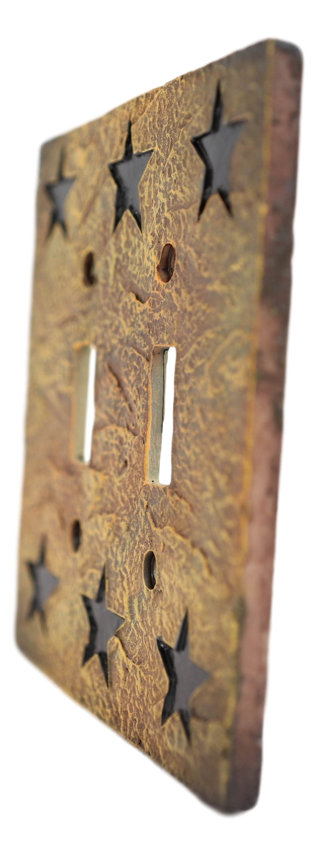 Set of 2 Western Stars Silhouette Textured Wall Double Toggle Switch Cover Plate