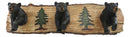 Rustic Forest Strolling Black Bears by Pine Trees 3 Pegs Wall Hooks Plaque 16"