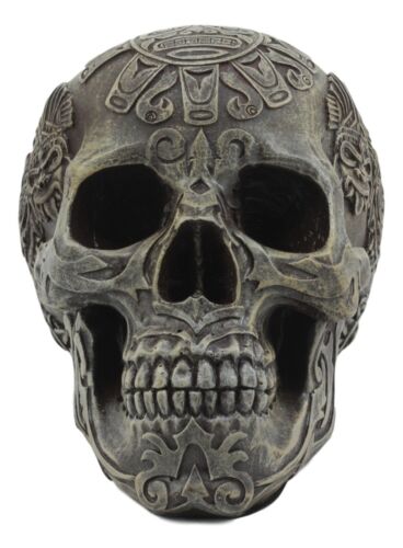Mesoamerican Maya Aztec Skull Statue 5"Tall Tribal Tattoo Mexica Pantheon Gods