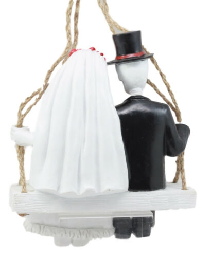 Ebros Day Of The Dead Wedding Swingers Skeleton Bride & Groom On Rope Swing Figurine - Ebros Gift