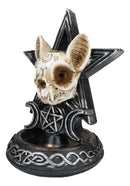 Occult Ouija Cat Skull With Triple Moon And Pentagram Backflow Incense Burner