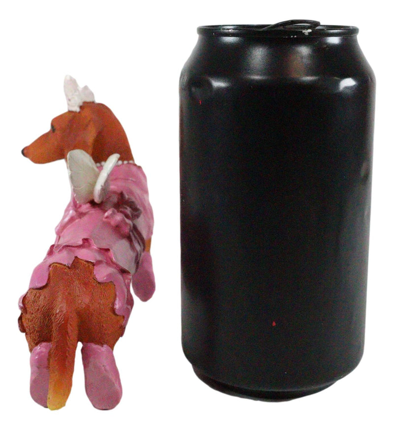 Ebros Doxie Collection Pink Fairy Godmother Winged Tiara Dachshund Dog Figurine 6"L