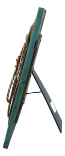 Rustic Western Cowboy Turquoise Barn Wood With Lasso Rope and Cross Photo Frame