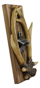 Ebros Rustic Western Faux Entwined Hunter's Stag Deer Antlers Trophy Mounted On Wood Plank Soda Beer Bottle Cap Cast Metal Opener 10.75" High