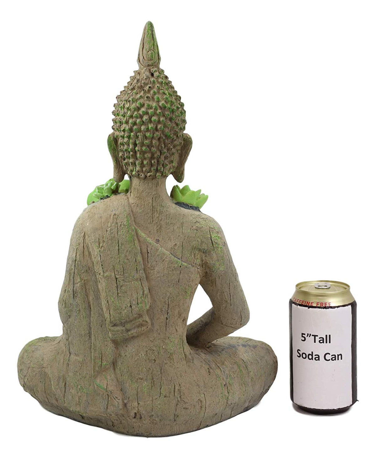 Ebros Shakyamuni Buddha With Ushnisha Head And Floral Succulents Statue 15" Tall