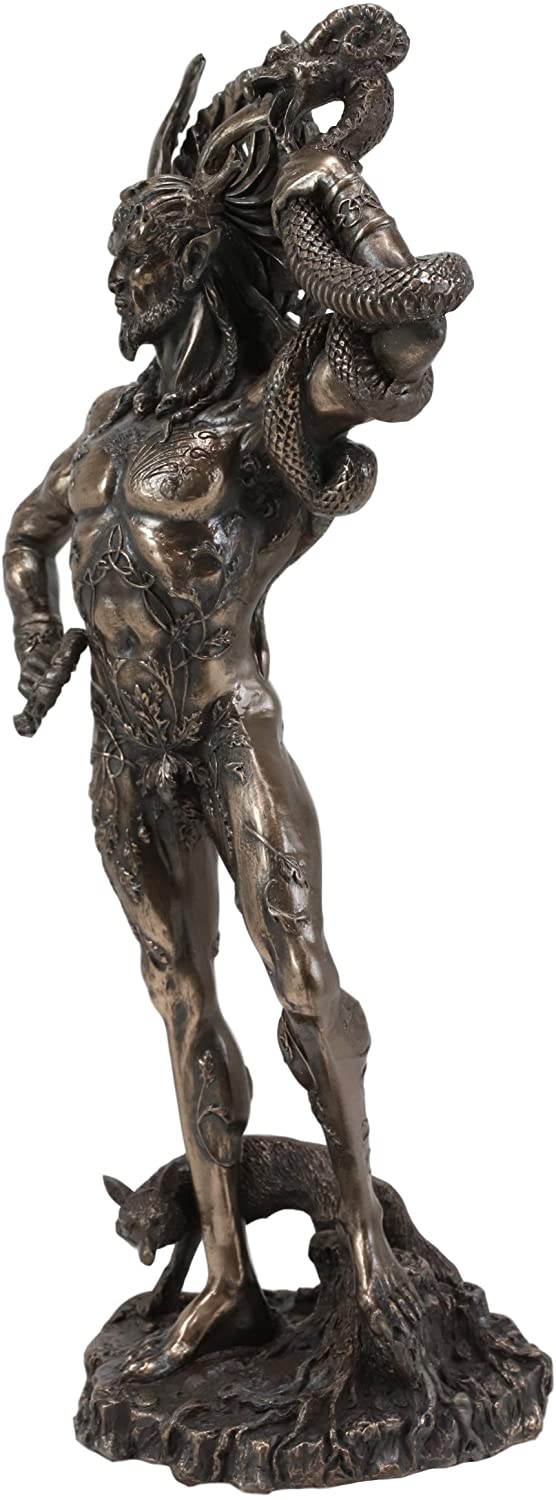 Ebros Gift Celtic God CernunnosHolding Torc and Snake Resin Figurine 10.25"H