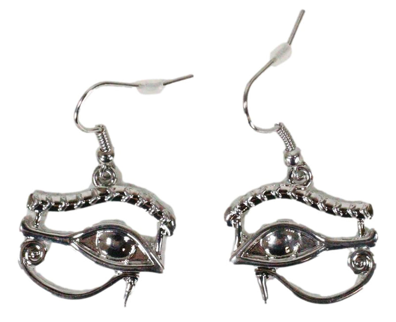 Ancient Egyptian Theme Eye Of Horus Silver Colored Stud Earrings Pair Accessory