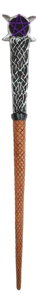 Ebros Wicca Sacred Moon Triple Moon Pentagram Magic Wand Cosplay Prop 14"L