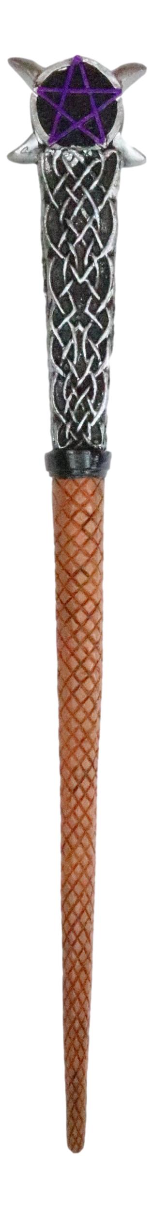 Ebros Wicca Sacred Moon Triple Moon Pentagram Magic Wand Cosplay Prop 14"L