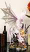 Large 22.75"H Red Reptile Fairy With Roaring White Dragon By Treasures Statue
