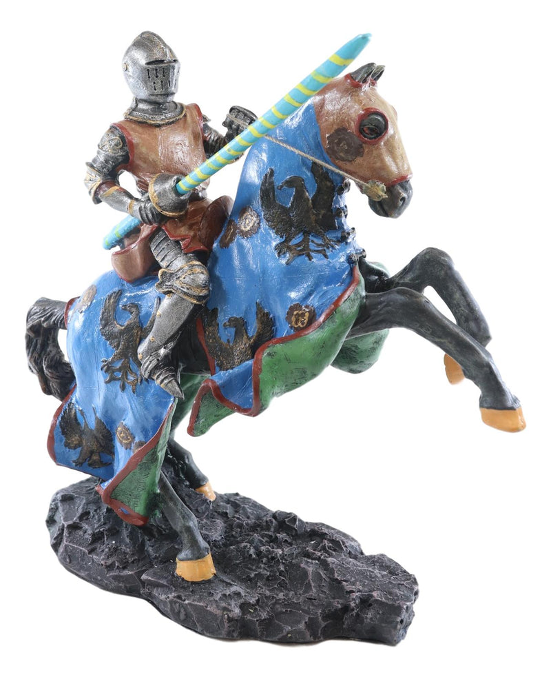 Medieval Jostling Lancing Tournament Knight On Horse Statue 10" Tall Handpainted