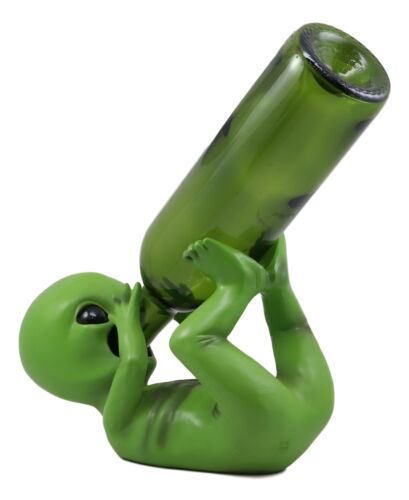 Ebros Extra Terrestrial Alien UFO Outer Space Colony Wine Bottle Holder Figurine Decor - Ebros Gift