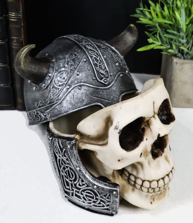 Viking Lord Chieftain Horned Helmet Skull Jewelry Box Figurine Sculpture