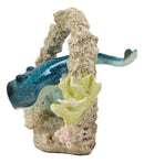 Ebros Nautical Marine Blue Stingray Fish Swimming By Coral Reef Decor Statue