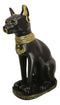 Large Black And Gold Egyptian Goddess Cat Bastet With Scarab Amulet Statue 37"H