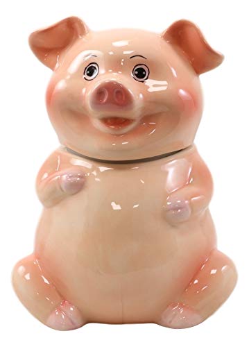 Ebros Animal Farm Bacon Porky Pig Ceramic Cookie Jar Container Figurine 8"H Babe Pigs