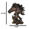 Wild Stallion Horse Bust Statue 11"H Resin Decor In Faux Wood Dark Mahogany
