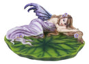 Ebros Starry Night Lavender Fairy Sleeping On Lily Pad Soap Dish Vanity Decor