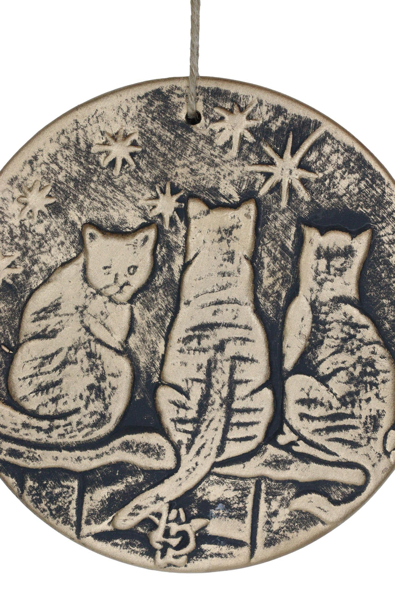 Wish Upon A Star Witching Hour Triple Cats Magic Terracotta Medallion Wall Decor