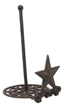 Ebros 13.75"Tall Metal Rustic Country Western Star With Scroll Art Design Paper Towel Holder Display Dispenser Stand Wild West Stars Kitchen Bathroom Home Decor In Aged Bronze Finish - Ebros Gift