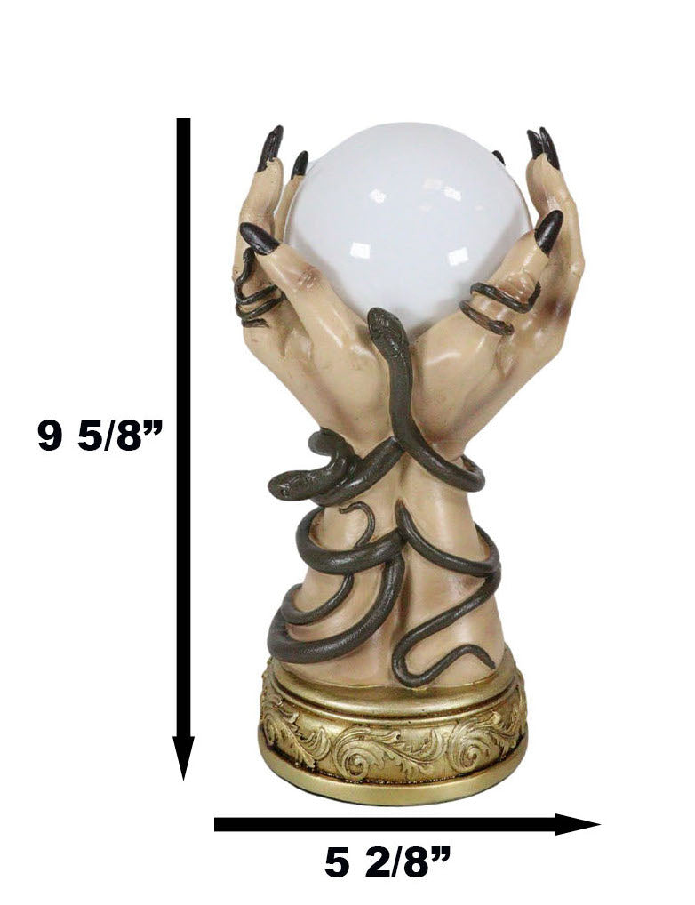 Psychic Fortune Teller Witch Hands With Snakes Rotating LED Glass Gazing Ball