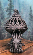 Crouching Atlas Dragon Tower Sphere Incense Burner Sculpture Figurine Faux Stone