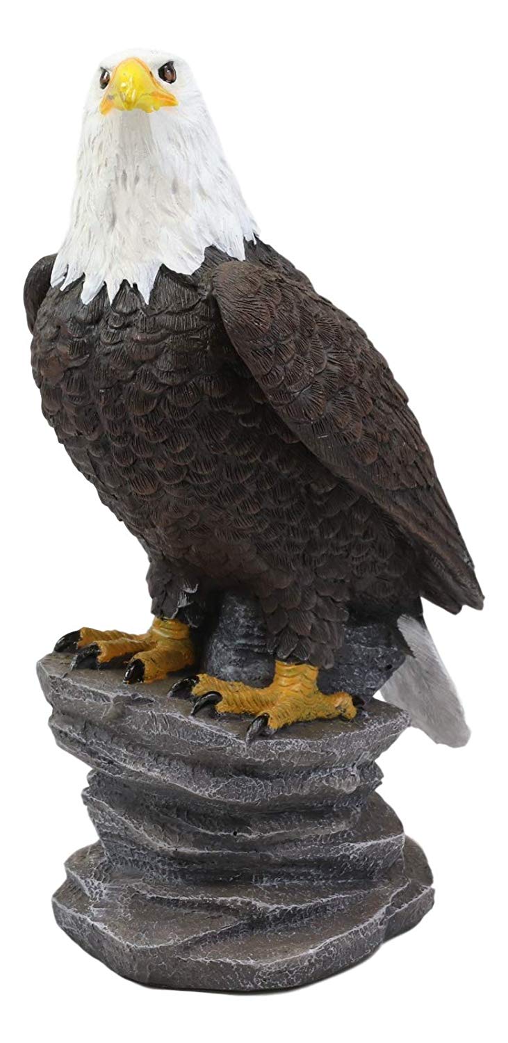 9"H Realistic American Pride Majestic Bald Eagle Perching On Cliff Rock Statue