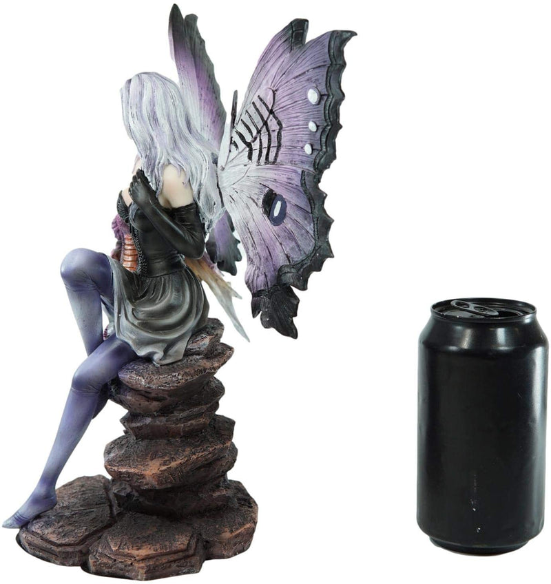 Ebros Large Purple Midnight Butterfly Winged Fairy With Wyvern Dragon Figurine