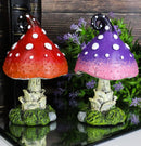 Enchanted Fairy Garden Miniature Colorful Toadstool Mushrooms Figurine Set of 2