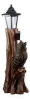 Ebros Forest Guardian Night Owl Welcome Sign Statue With Solar Powered Lantern