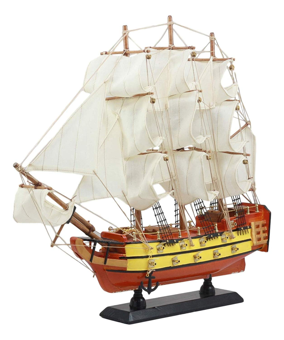 Ebros Nautical Royal Navy Her Majesty Wooden Sailboat Model 14" Tall Classical Frigate Warship Prototype