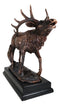 Large Wapiti Bull Elk Deer Rustic Bronze Plated Finish Statue With Trophy Base