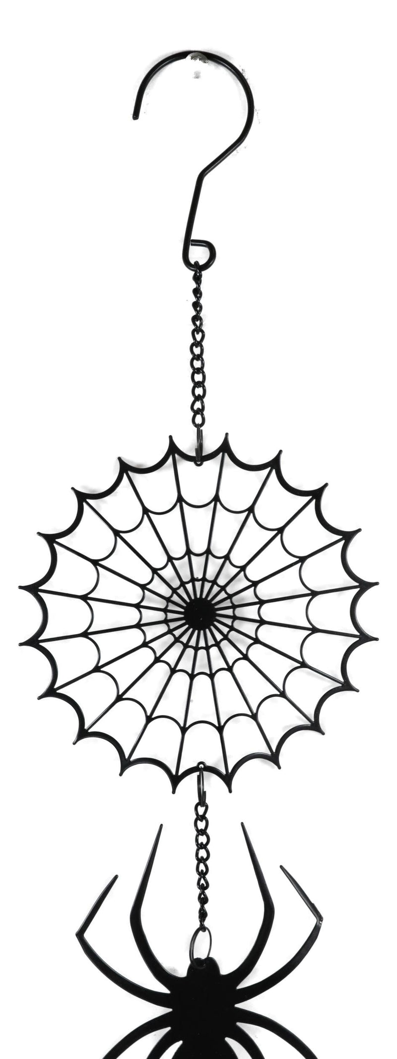 Gothic Arachnid Spider Web Cobweb Metal Wall Hanging Mobile Wind Chime W/ Beads