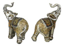 Ebros Bejeweled Mosaic Feng Shui Elephant With Trunk Up Statue 6"Tall Set of 2