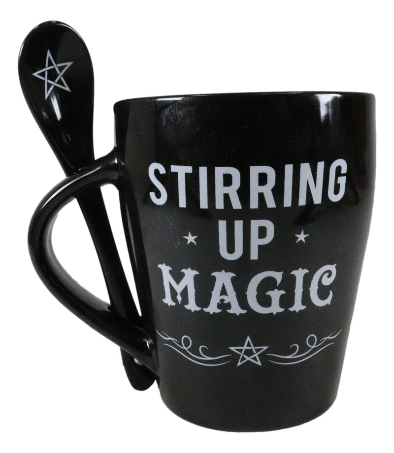 Witchcraft Wicca Stirring Up Magic Pentagram Star Tea Coffee Mug And Spoon Set