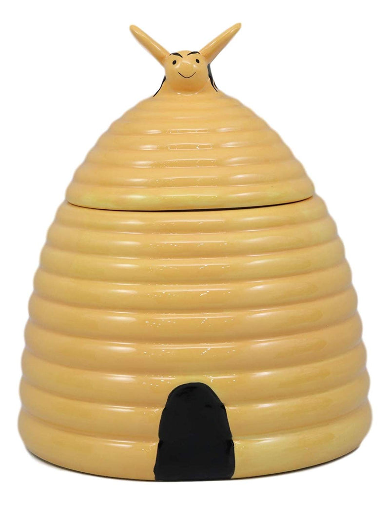 Ebros Rustic Wildlife Busy Honey Bumblebee Bee Hive Beehive Ceramic Cookie Jar 8"Tall