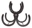 Large Cast Iron Rustic Farmhouse Stacked Horseshoes 3 Bottles Wine Holder Racks