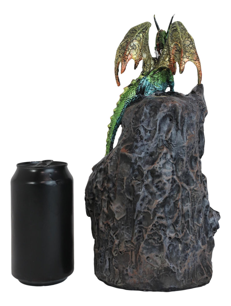 Ebros Emerald Dragon On Crystal Geode Mountain Backflow Incense Burner With LED