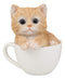 Ebros Lifelike Orange Tabby Cat Teacup Pet Pal Statue 5.75" Tall