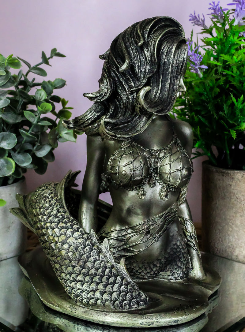 Seductive Siren of The Seas Mermaid Warrior Goddess In Fishnets Top Figurine