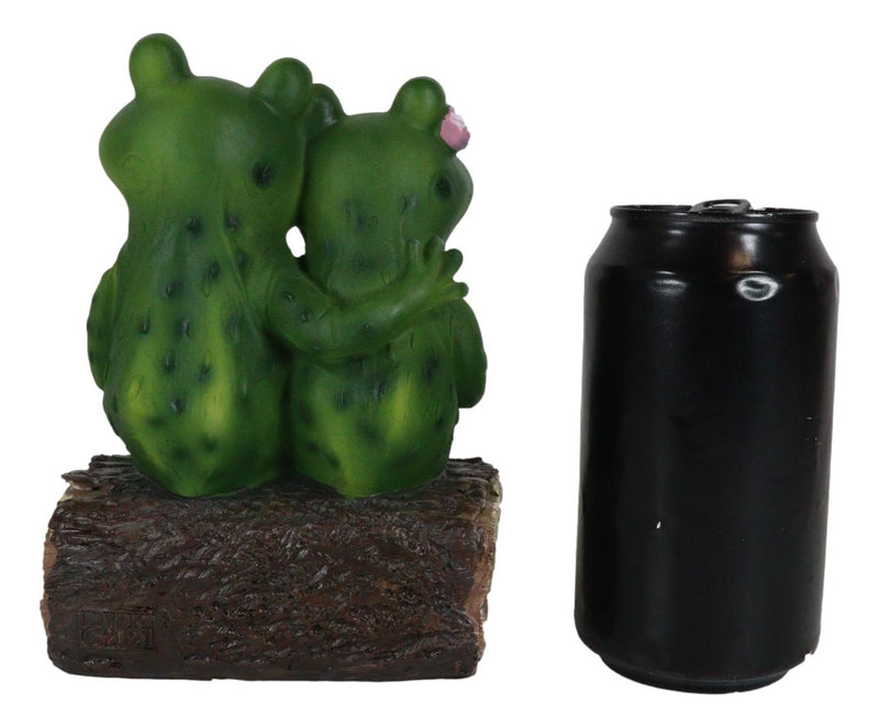 Ebros Romantic Wedding Frog Couple Sitting On Wooden Log Statue "So Hoppy Together" Frog Lovers Figurine Collectible Eternal Happiness Sculpture