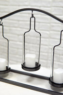Western Black Arched Metal Stand Decorative Triple Votive Candles Candleholder
