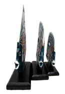 Balinese Wood Handicrafts Blue Tropical Angel Fish Family Set of 3 Figurines