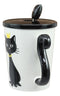 Witchy Black Cat With Golden Crown Ceramic Coffee Tea Mug Cup With Spoon And Lid