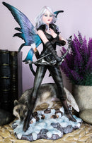 Ebros Fairy Goddess Artemis Hunting with Gray Wolf Statue 10" Tall Fantasy Fae