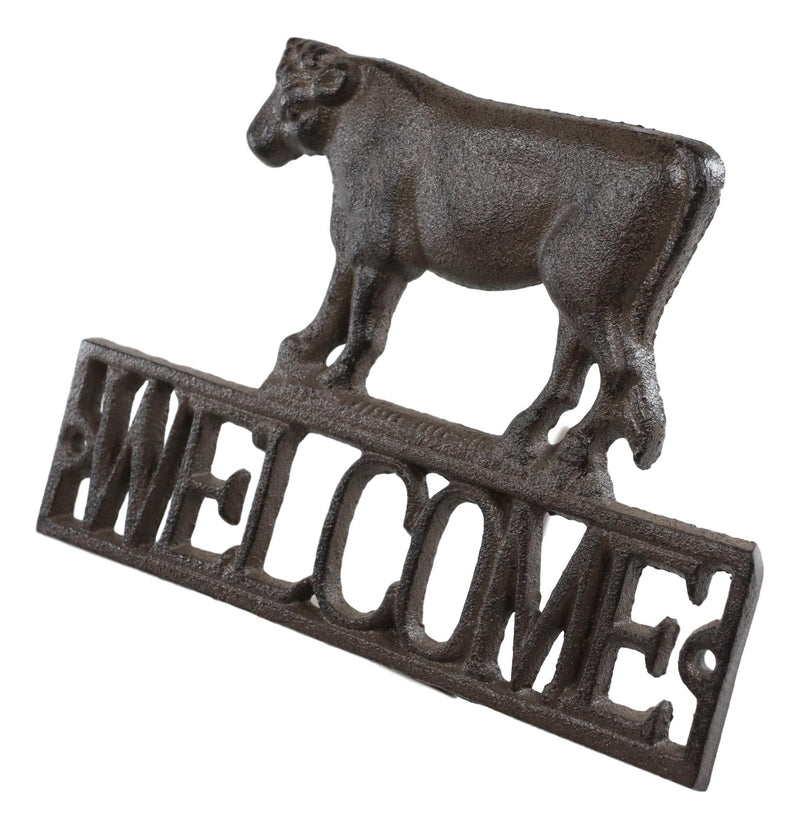 Rustic Farmhouse Farm Cow Silhouette Welcome Sign Wall Decor Cutout Plaque 8"W